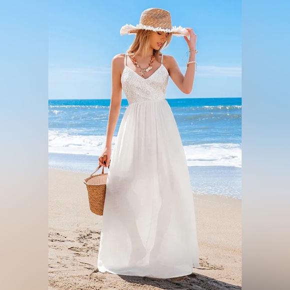 Cupshe Vintage Charm White Maxi Dress - Picture 1 of 13